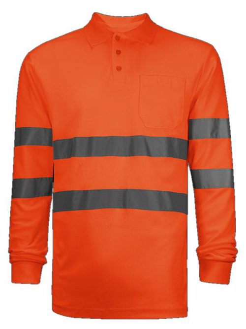 wr303-polo-pique-manga-larga-av-naranja FUSBA Ropa de trabajo